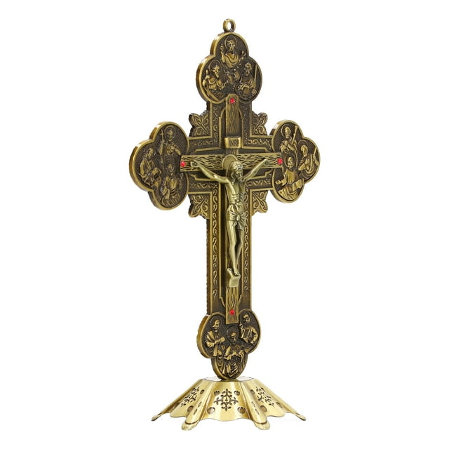 Crucifijo de pie, Crucifijo de bronce, Crucifijo de base estable, Crucifijo de mesa, Crucifijo construido para el futuro