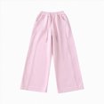 thumbnail image 6 of NOLDARES Girls Baggy Sweatpants Wide Leg Drawstring Elastic Waist Sweat Pants Straight Trackpant Kids Y2K Cute Joggers(W102-Pink), 6 of 8