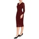 thumbnail image 4 of VESTIDO MIDI DE ENCAJE FLORAL CON MANGAS LARGAS TRANSPARENTES Y ESCOTE EN V PARA MUJER INSPIRE CHIC S VINO ROJO, 4 of 5