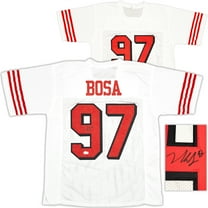 San Francisco 49ers Nick Bosa Autographed White Jersey Beckett BAS Witness 230702