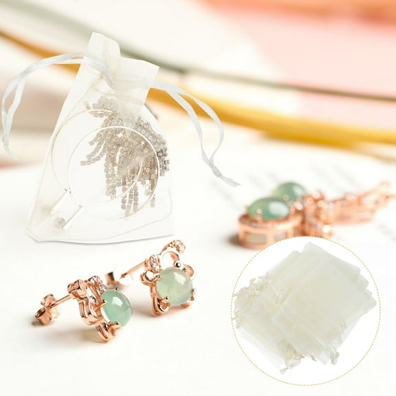 WHAMVOX 100Pcs Beige Organza Bags Small Drawstring Bags for Wedding Favors