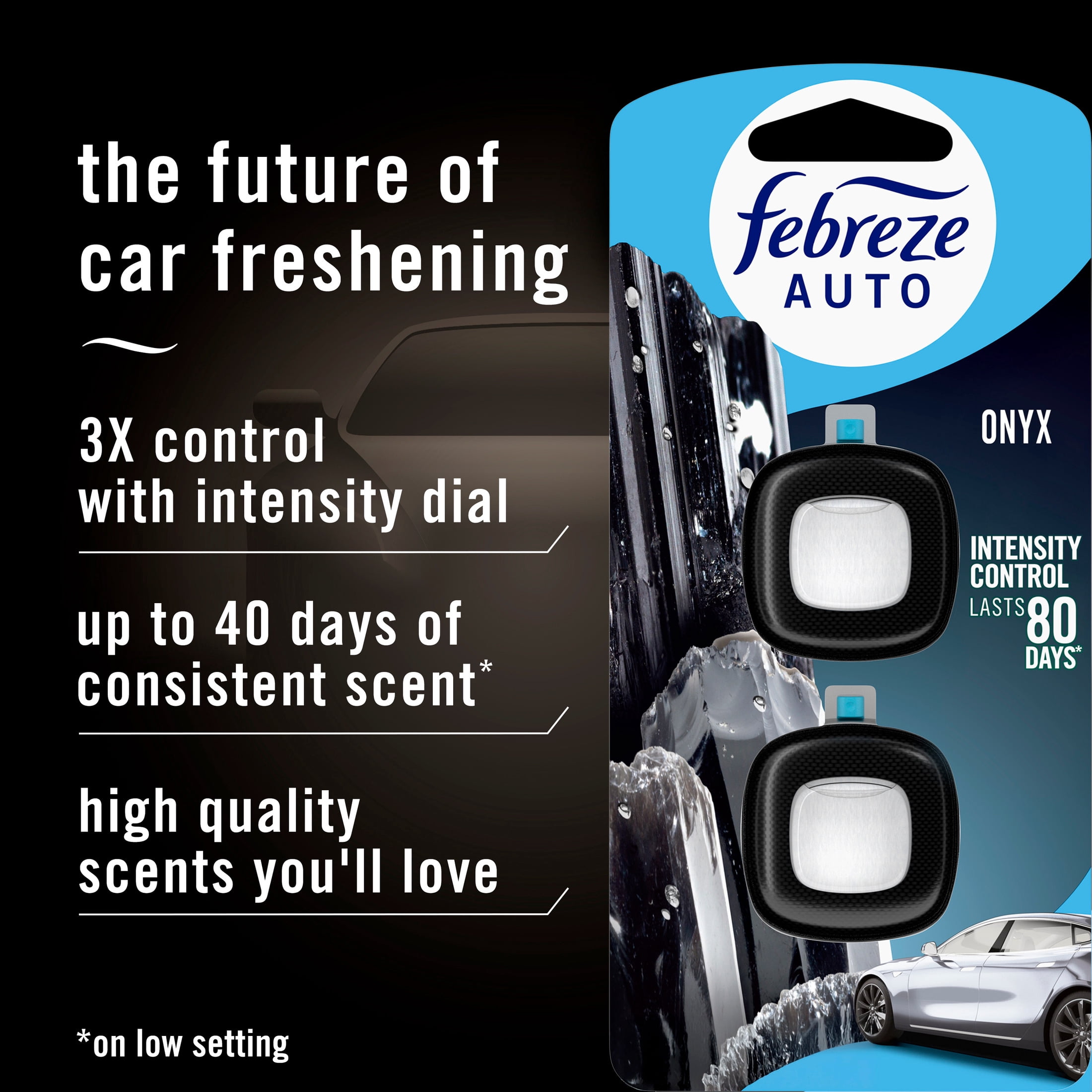 (8 pack) Febreze Odor-Fighting Auto Air Freshener, Car Vent Clip, Onyx, 2 Count