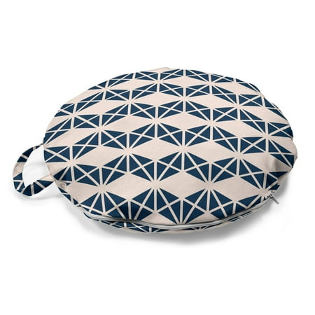 

Abstract Round Floor Cushion with Handle Geometric Motifs Vertical Wavy Stripes from Triangles in Zigzag Design Pillow for Living Room & Dorms 18 Round Indigo and Champagne by Ambesonne