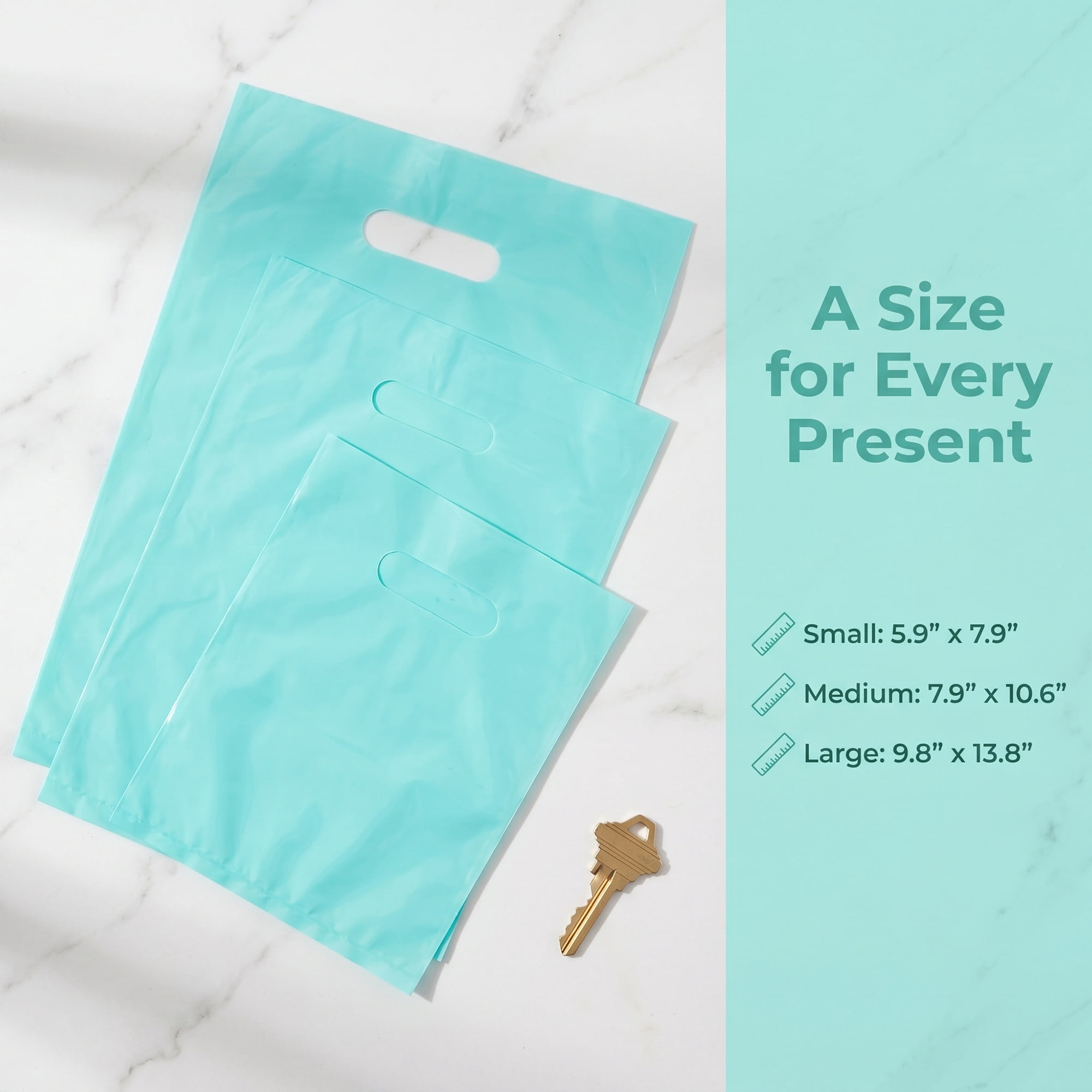 Unique Bargains 50Pcs Premium Waterproof Gift Bags Sky Blue 9.8" x 13.8"