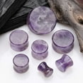 thumbnail image 3 of A Pair of Amethyst Quartz Stone Double Flared Ear Gauge Plug, 3 of 3