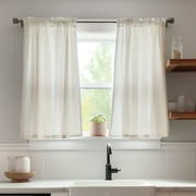 Curtainking Print Rod Pocket Curtains, Crude Linen Textured Cafe Curtains, for Kitchen 26 x 36 2 Panels, Crude