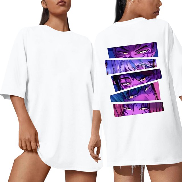 Pop cazadora para niña Graphic Round-Neck Short Sleeve T Shirt For Kids Youth Fashion Tee With Cartoon Print Design Soft Blend Top For Children (White)