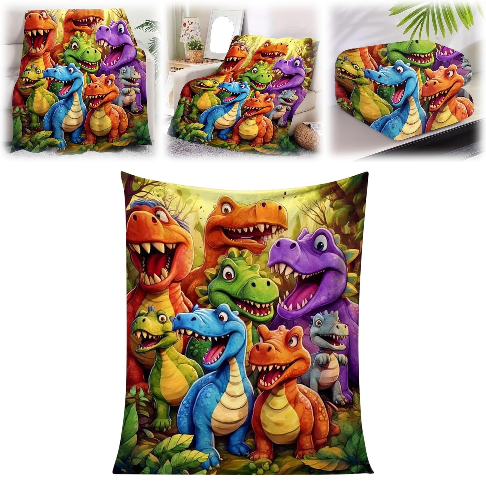 2026 New Cute Smiling Dinosaurs HD Digital Print Flannel, 50"x60" Dinosaur Throw Blanket, Cozy, Soft, Warm, Polyester Blanketfor Boys and Girls, Contemporary Animal Theme (1Pcs, 59.1"x78.7")