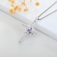 thumbnail image 4 of JO WISDOM Butterfly Cross Necklace 925 Sterling Silver Infinity Heart Cross Pendant Necklace for Women with 5A Cubic Zirconia February Birthstone Amethyst Color, 4 of 5