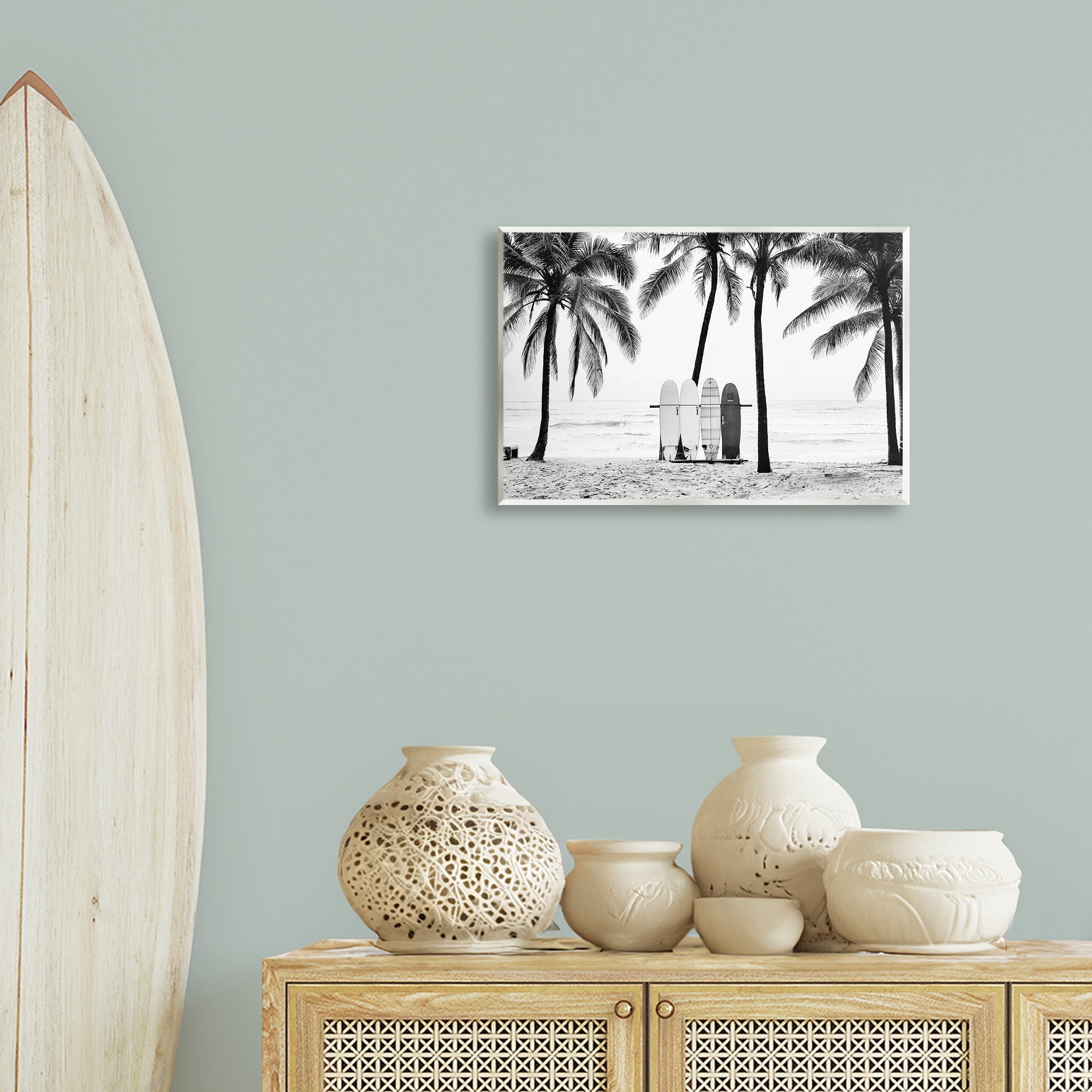Stupell Industries Centered Surf Boards View Nautical & Beach Photography Unframed Art Print Wall Art, 19 x 13