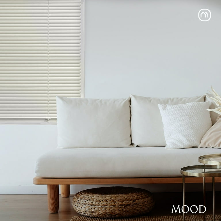 MOOD Mini Blinds | 68 inch blinds for windows | Cordless Window Treatment |  Premium White (1 Vinyl Slats) | 68 x 48