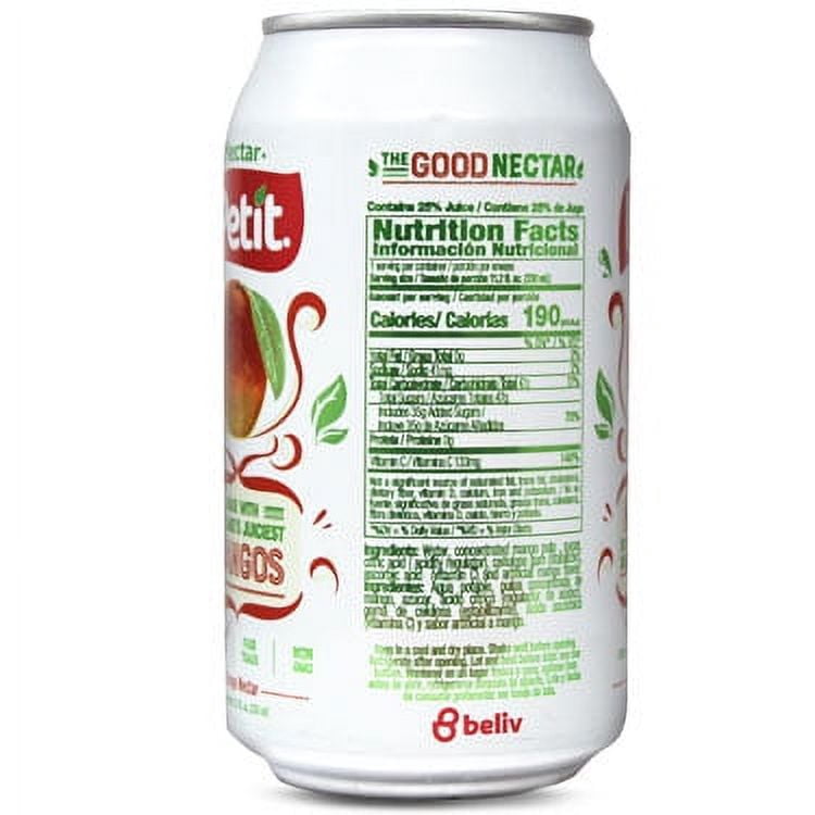 (4 pack) Petit Mango Nectar 11.2 fl oz Smooth Tropical Juice