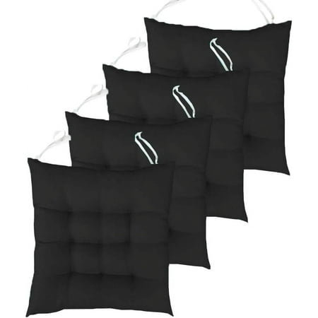 

XmhyTop-A Set of 4 Square Solid Tufted Chair Pads Indoor Seat Cushions Pillows with Ties Black 18 x18 x3