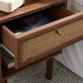 thumbnail image 4 of SAFAVIEH Silvanna Nightstand, Walnut/Natural Rattan (15.4 in. W x 16.2 in. D x 20.2 in. H), 4 of 13