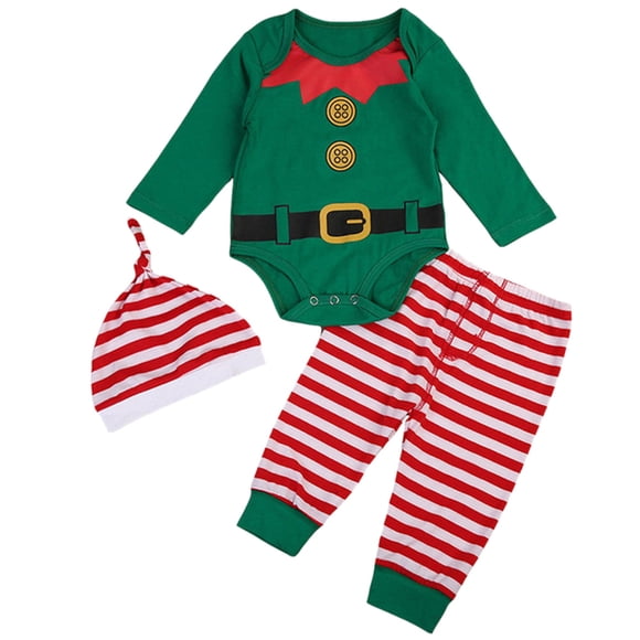 3Pcs Adorable Christmas Baby Romper Set Trajes de mono de manga larga (100)