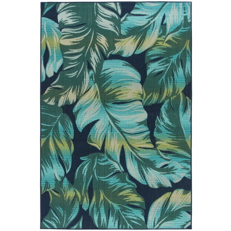 Mainstays 6 6 x9 6 Navy Tropical Palm Outdoor Area Rug