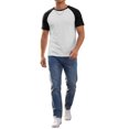 thumbnail image 2 of INSPIRE CHIC Men's Raglan T-Shirt Short Sleeve Crewneck Casual Baseball T-Shirts S White, 2 of 6