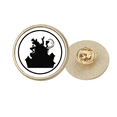 thumbnail image 1 of Clown Château Parc d'Attractions Contour Noir Rond Métal Broche d'Or Clip, 1 of 3
