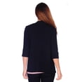thumbnail image 3 of Simply Ravishing Women's Basic 3/4 Sleeve Hip Length Open Drape Cardigan, 4X, Black, 3 of 4
