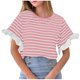 thumbnail image 1 of Tops de Cuello Redondo para las Mujeres Casual Color Sólido Hombro Manga Corta Suéter, Moda Ligera Blusa de Poliéster para Primavera Verano Diario, 1 of 7