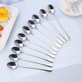 thumbnail image 5 of Cucharas de acero inoxidable, cubiertos creativos con mango largo, cuchara para agitar café, postre, café, leche en polvo, hielo, 10 Uds., 5 of 5