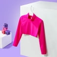 thumbnail image 3 of MSemis Kids Girls Long Sleeve Turtleneck Cropped Top Yoga Ballet Dance Tops Rose 6, 3 of 6