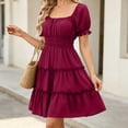 thumbnail image 2 of Summer Fashion Womens Dresses Plus Size Sexy Solid Color Fold Sleeveless V-Neck Dress Yellow L, 2 of 10