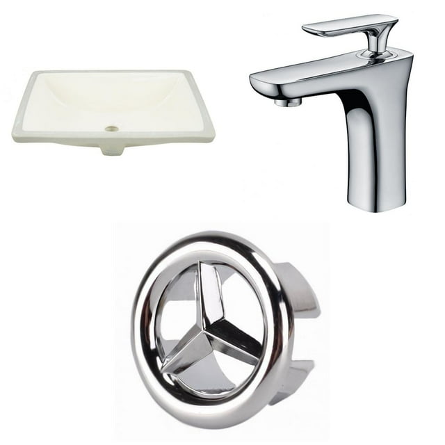 American Imaginations 18.25-in. W CUPC Rectangle Bathroom Undermount Sink Set In Biscuit - Chrome Hardware AI-26810