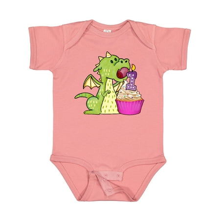 

Inktastic Dragon Cupcake 1st Birthday Boys or Girls Baby Bodysuit