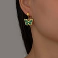 thumbnail image 6 of Stud Earrings for Women Square and Butterfly Tiny and Cute Earring (Butterfly, Golden+Green), 6 of 6