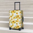 thumbnail image 6 of Pofeuu Blue White Plaid Sunflower Print Luggage Suitcase Cover Protector Luggage Washable Covers Aesthetic for 18/24/28/32 inch Luggage（No luggage included）-Medium, 6 of 7