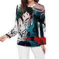 thumbnail image 3 of My Hero Academia Women's Pajama Top 3D Digital Print Sleepwear Trendy Crewneck Pullovers Long Sleeve Shirts L, 3 of 8