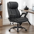 thumbnail image 3 of Silla de oficina ergonómica – Silla de computadora, sillas ejecutivas de piel con respaldo alto con soporte lumbar ajustable y brazos abatibles, balanceando, negro, 3 of 6