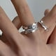 thumbnail image 4 of Anillo Ancho Plateado Ganfancp para Mujer Boho Pulgar Abierto Ajustable 1X, 4 of 5