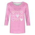 thumbnail image 4 of Ailaofu Womens 3/4 Sleeve Crew Neck Valentine T Shirts Love Heart Printed Graphic Tee Tops, 4 of 5