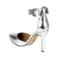 thumbnail image 3 of Breckelle CC50 Women Metallic Leatherette Pointy Toe Ankle Strap Stiletto Pump, 3 of 5