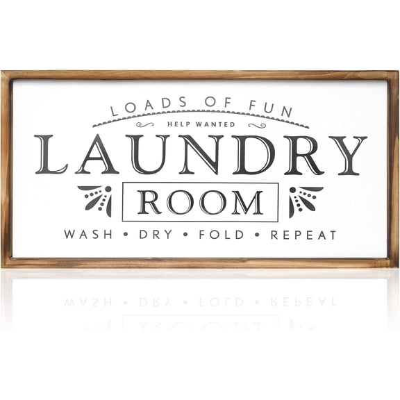 MODE HOME Rectangle Laundry Sign for Home Decor, Large Farmhouse Laundry Room Sign Wall Decor 24 X 12 Inches