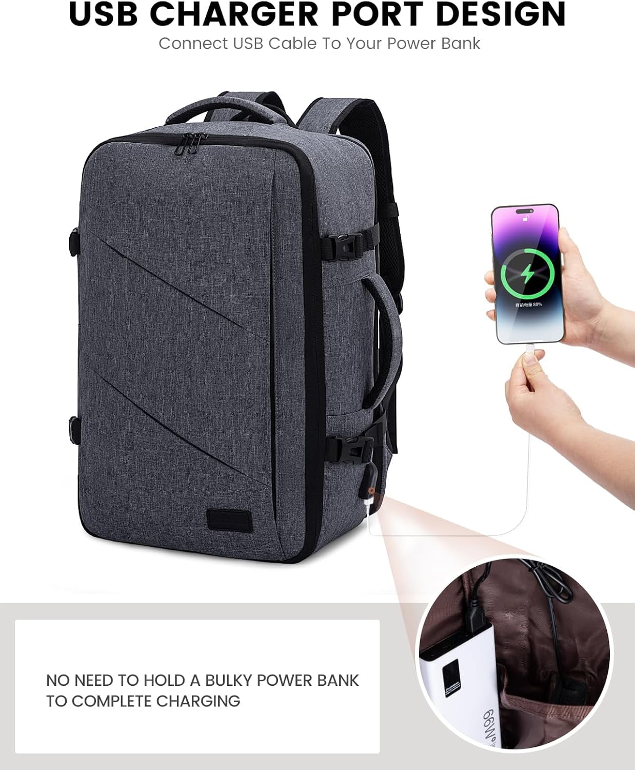 LOVEVOOK Travel Carry on Backpack, Large 40L Personal Item Travel Bag for Men & Women Flight Approved with 3 Packing Cubes, Suitcase Water Resistant Luggage Daypack Business Weekender Bag, Black