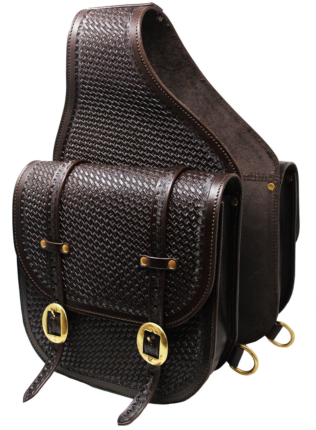 Horse Western Saddle Bag Heavy Duty Leather Cowboy Trail Ride Brown 102SD04BR