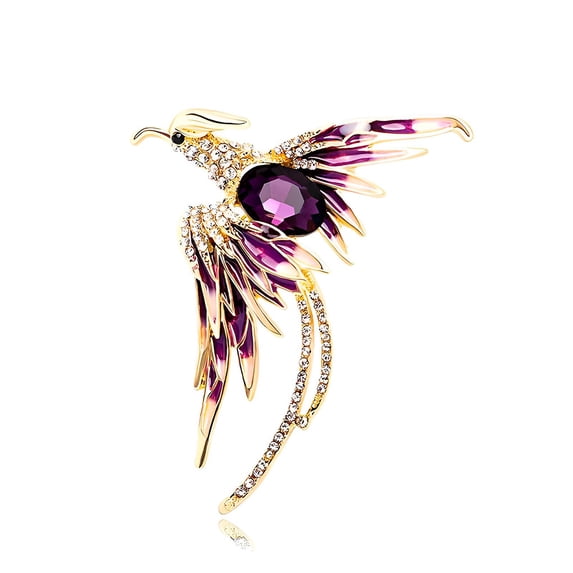 Fire-Bird Brooch Chest Pendent Fashion Jewelry Sparkling Brooches Rustproof Multicolored Lady Accessories Exquisite Purple