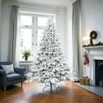thumbnail image 3 of Tcbosik 4ft Prelit Flocked Artificial Christmas Tree with 150 Warm White LED Lights, Hinged Xmas Tree with 856 Branch Tips, Snowy White, 3 of 8