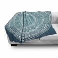 thumbnail image 3 of Turquoise Ombre Soft Flannel Fleece Throw Blanket, Mandala Medallion Starry Design with Flower in Middle Art, Cozy Plush for Indoor and Outdoor Use, 60" x 80", Dark Turquoise, by Ambesonne, 3 of 6