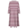 thumbnail image 5 of Cavosen Women Flowy Maxi Dress Pink Long Sleeve Fashion Dress High Waisted Round Neck Calf Length Long Dress Striped Irregular Hem Casual Dress Vacation Fall Winter Clothes S, 5 of 6