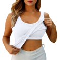 thumbnail image 2 of Lightweight Stretch Sleeveless Tank Camisoles for Women Adjustable Thin Straps Detachable Padding Soft Shirts for Gym Home Travel Outfits Running Walking Athletic Tanks (White,S), 2 of 9