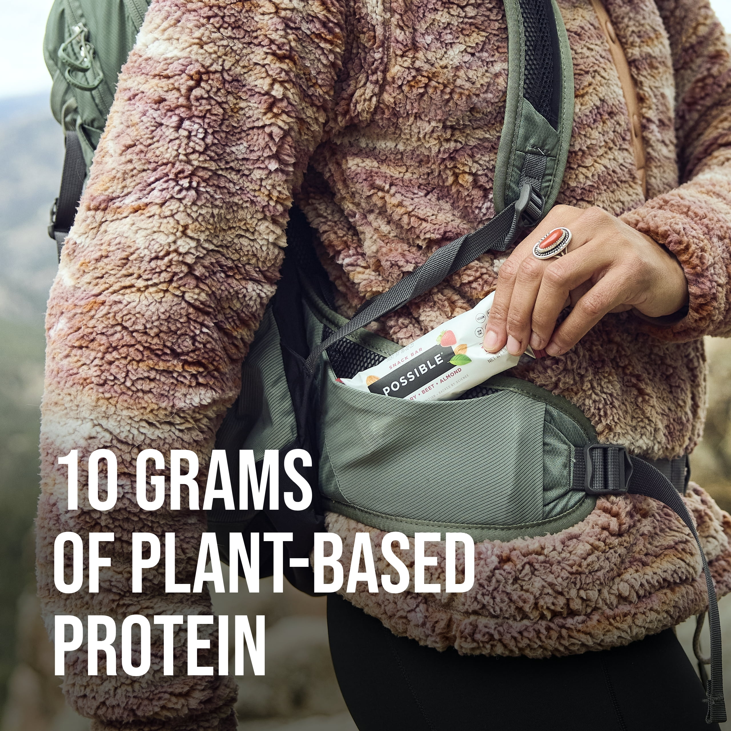 Possible Snack Bar - Organic Energy Bars with 10g of Plant-Based Protein - Vegan, Gluten-Free, Non-Dairy, USDA Organic - Healthy Fats - Clean Label - 1 Box, 12 Servings - Strawberry Beet Almond