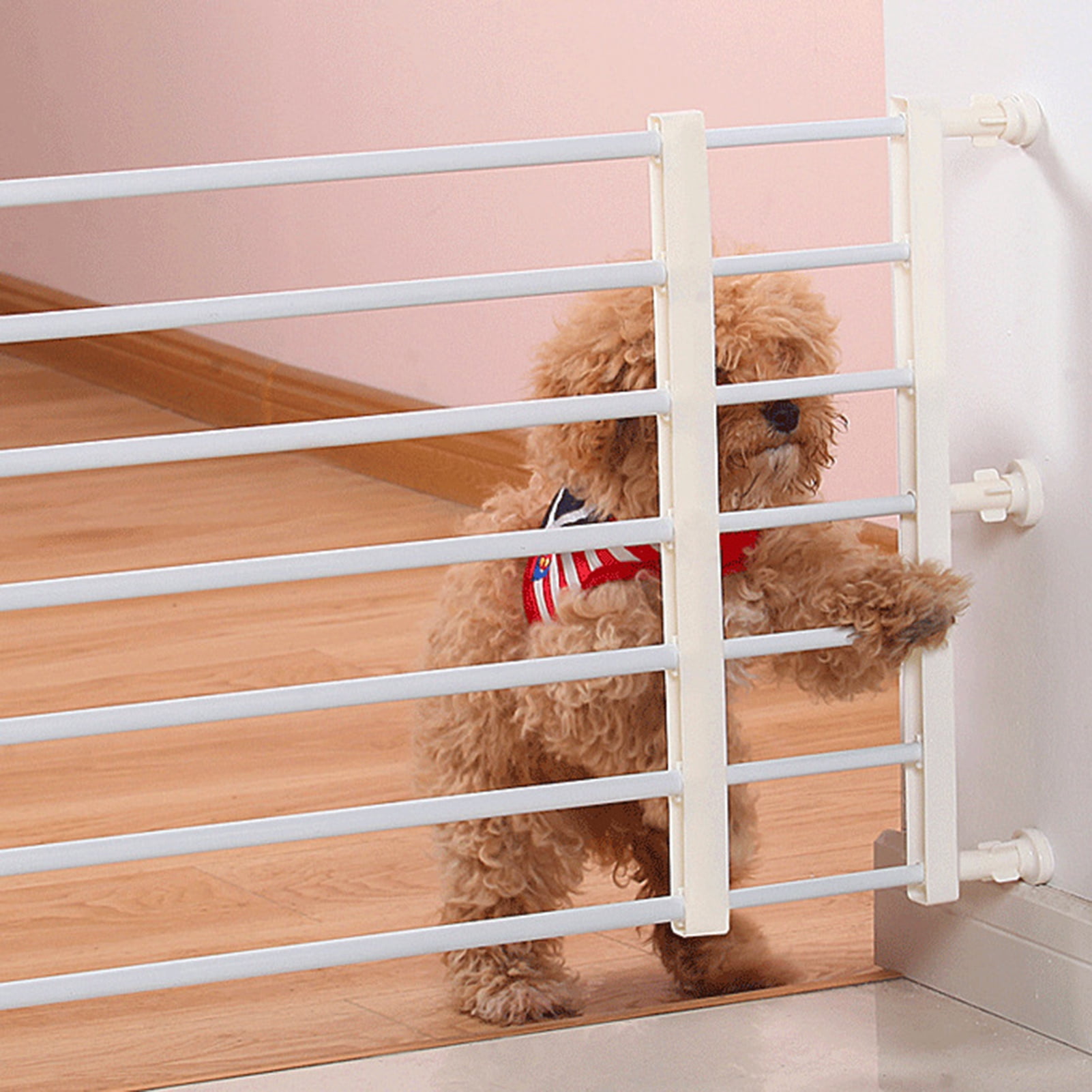 sunsanly Dog Gate with Door Punch-Free Design Expandable Width Short Pet Gate Stairs Doorways Metal Door Rail Indoor Gates for Small Dogs Puppy
