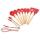thumbnail image 4 of Juego de utensilios de cocina de 12 piezas, mango ergonómico de madera, utensilios de cocina de silicona, utensilios de cocina para cocinar, color rojo, 4 of 10
