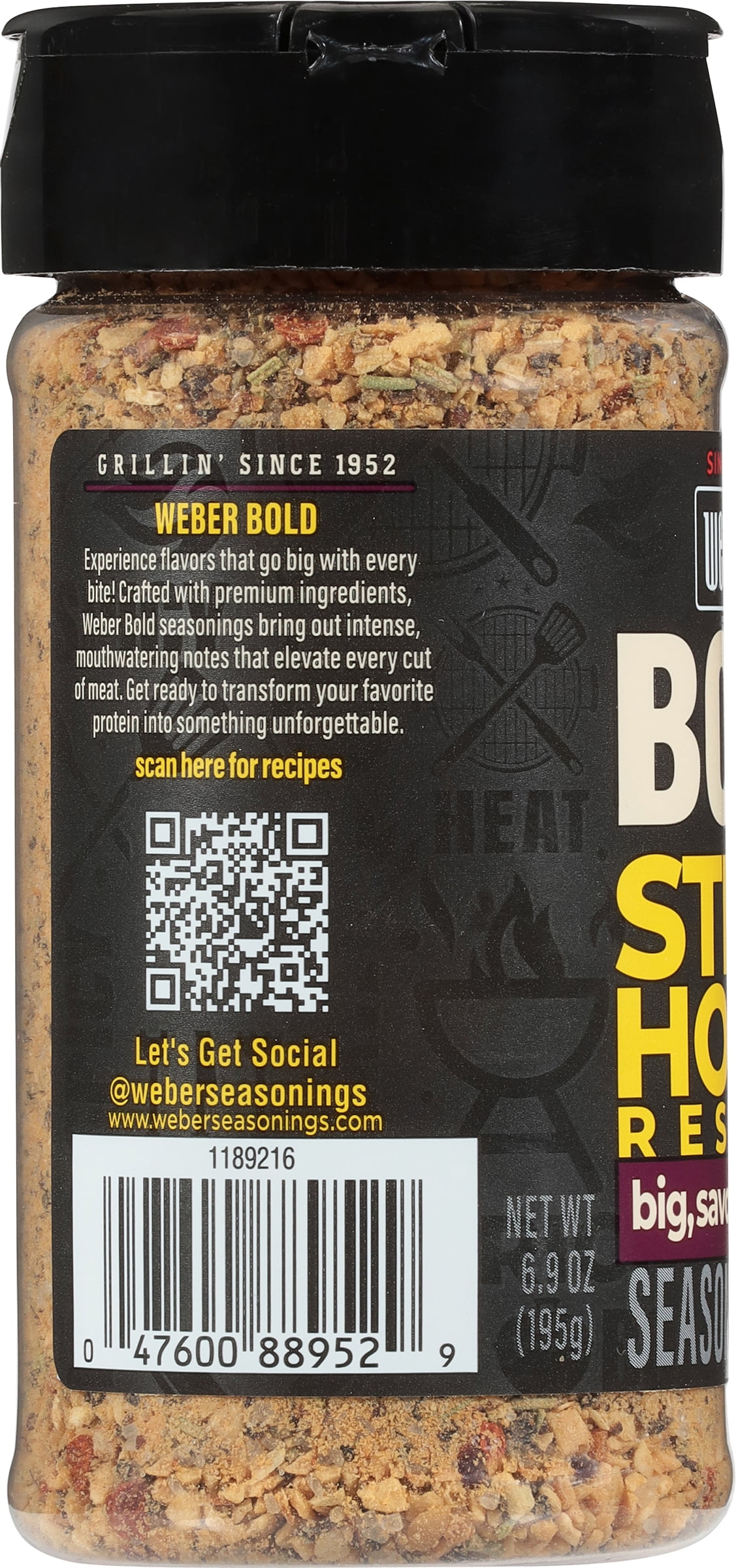 (3 pack) Weber BOLD Steakhouse Reserve Seasoning, Steak Seasoning Blend, 6.9 oz Shaker Bottle