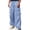 Blue, variant on Men's Multi-Pocket Oversized Cargo Pants, Elastic Waist Drawstring, Wide Leg Streetwear Outdoor Trousers Beige XXL