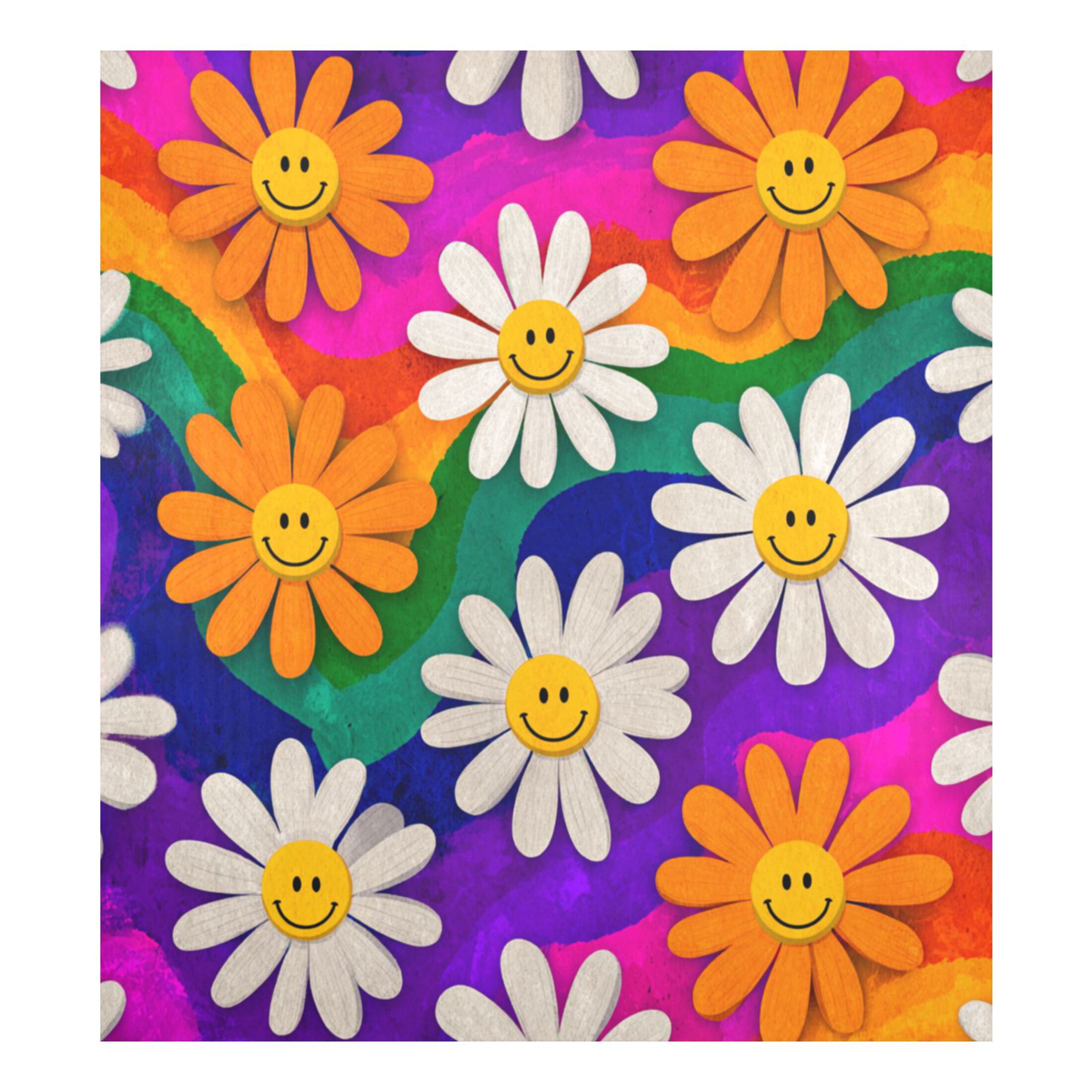 Dishwasher Magnetic Refrigerator Magnet Cover Sticker Home Decorative 23"x26" Rainbow Daisy Flowers